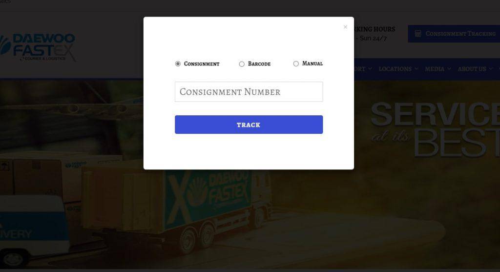daewoo fastex cargo and courier tracking on website