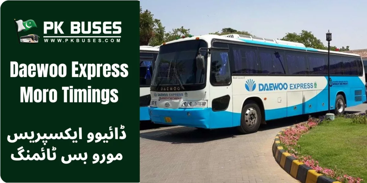 Daewoo Express Moro bus timings, contact number, terminal address & fares to other cities from like Lahore, Multan, Hyderabad, Sarkand, Sukkur etc